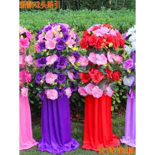 婚庆路引热销引路花篮花架子店庆开业拱门布置绢花路引花铁艺架子