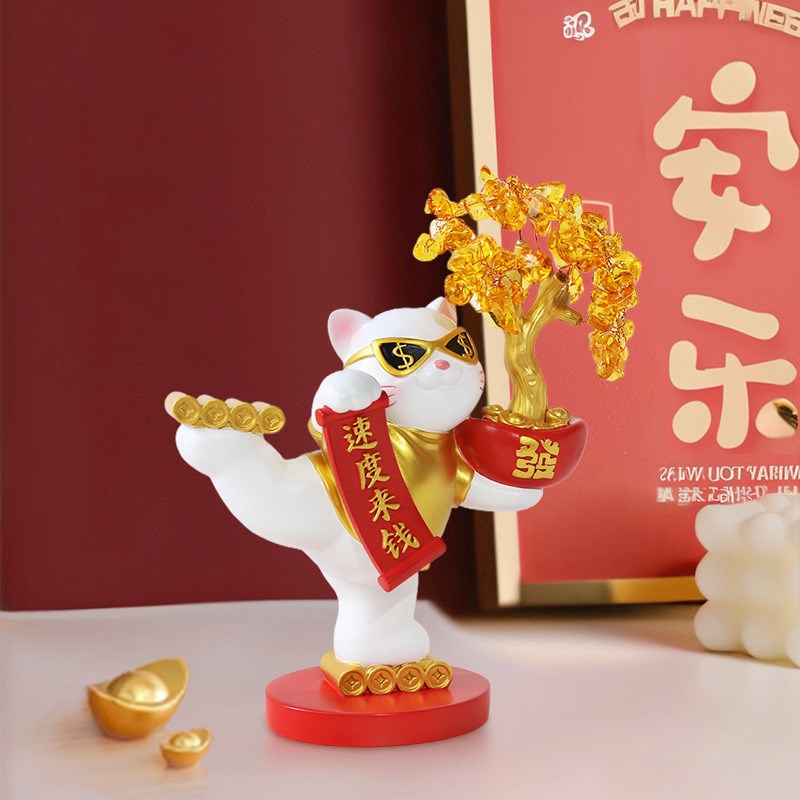 发财树招财猫摆件前台收银台聚宝盆装饰品乔迁新居店Y铺开业礼品