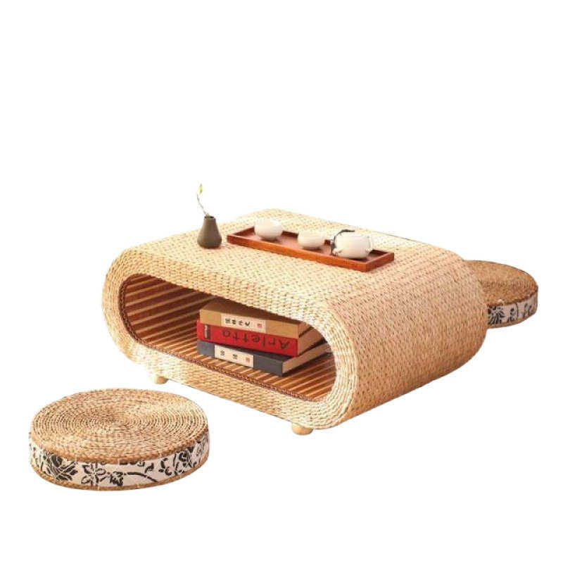 草编飘窗桌子小茶几日式椭圆实木地台炕桌床上藤编折叠榻榻米茶几,商业/办公家具,茶几,淘宝优惠券,粉丝福利购,淘宝优惠卷