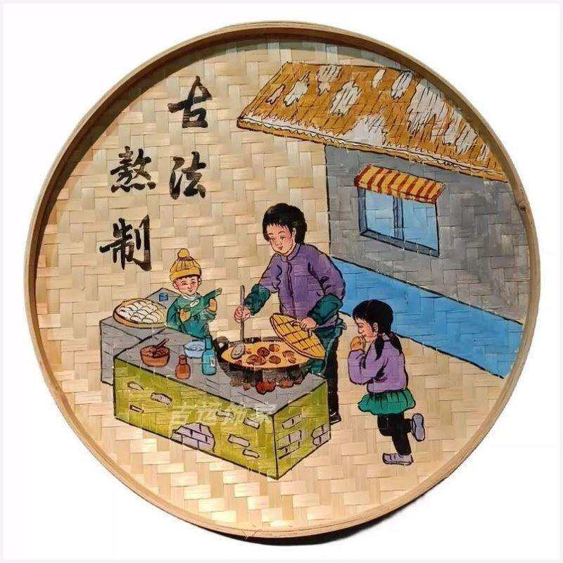 农村墙饰竹编挂饰农家乐挂画墙壁挂簸箕画手绘餐馆米筛田园装饰画
