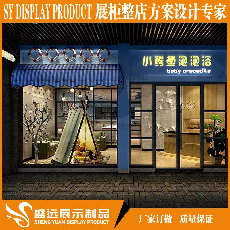 新款造型童装烤漆展柜设计服装陈列架制作中间流水台加工