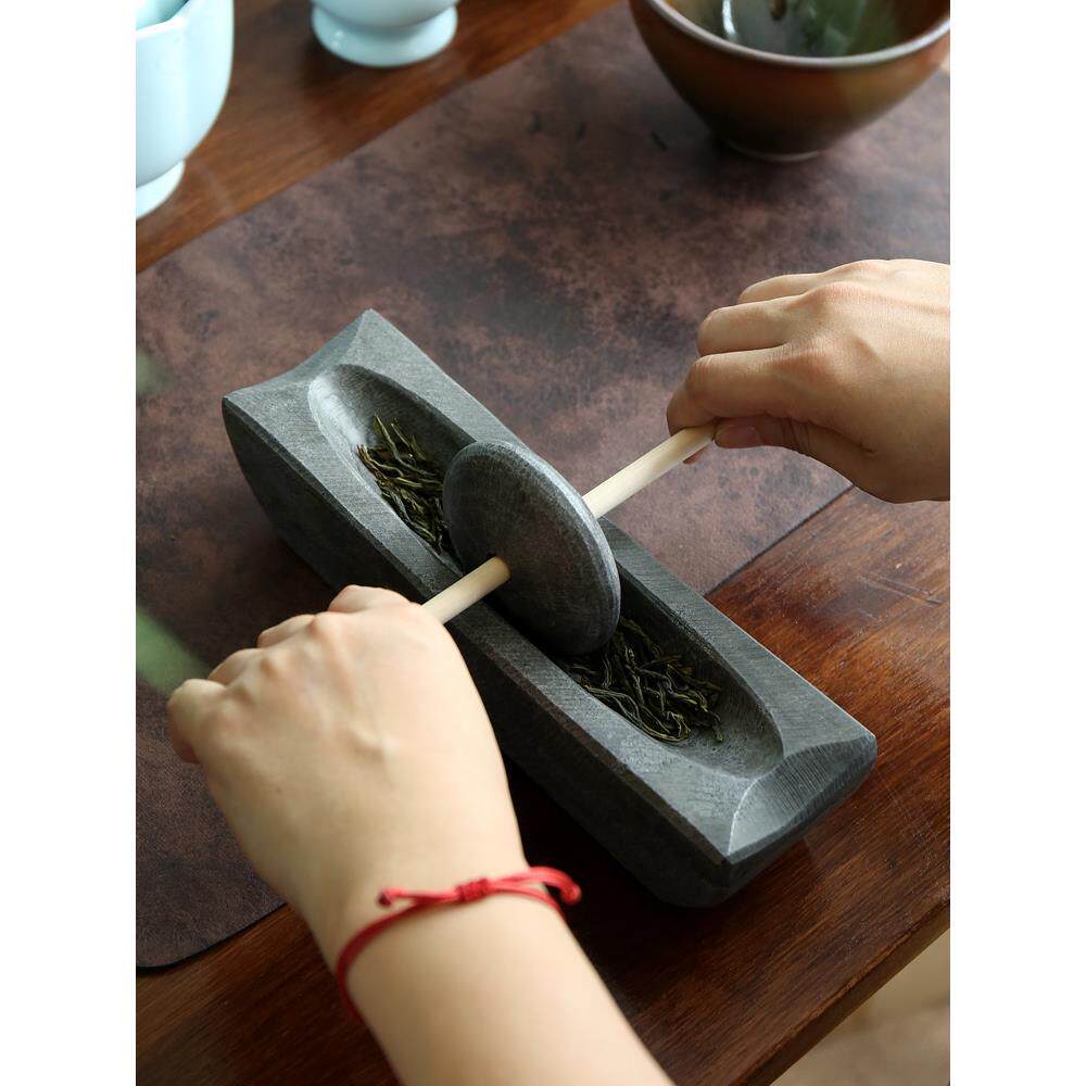 宋代点茶茶具茶碾捣茶器青石臼茶饼抹茶粉研磨茶粉茶碾茶艺师培训