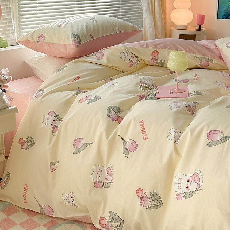 四件WWF套全棉被纯棉2床02单5新款床套笠100学生宿舍床上用品三件