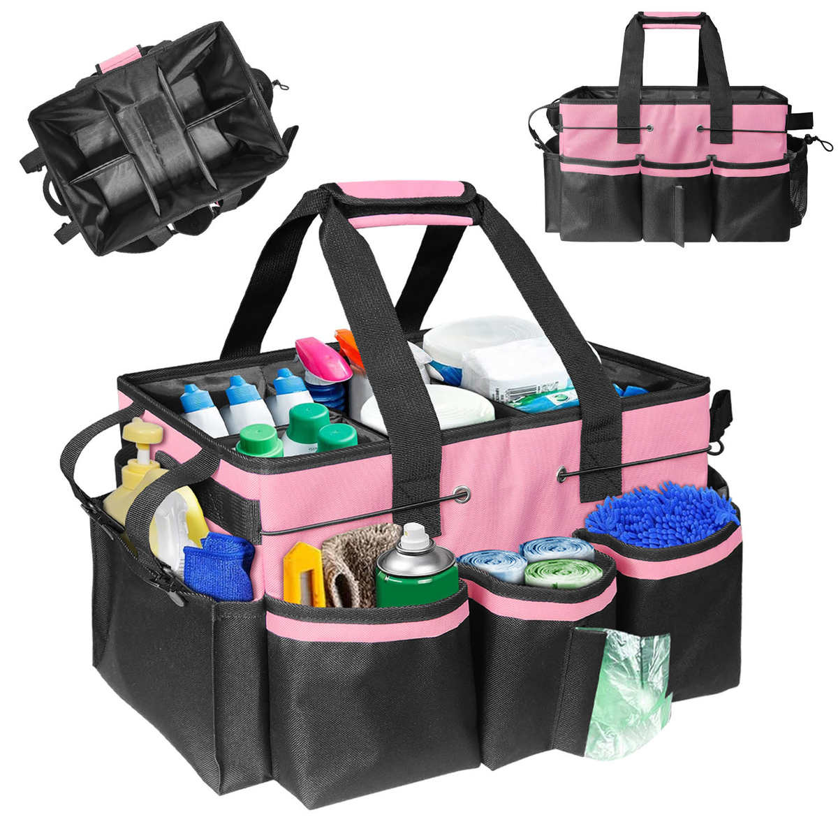 带提手可调节肩带多功能清洁用品收纳袋Cleaning Caddy Organizer