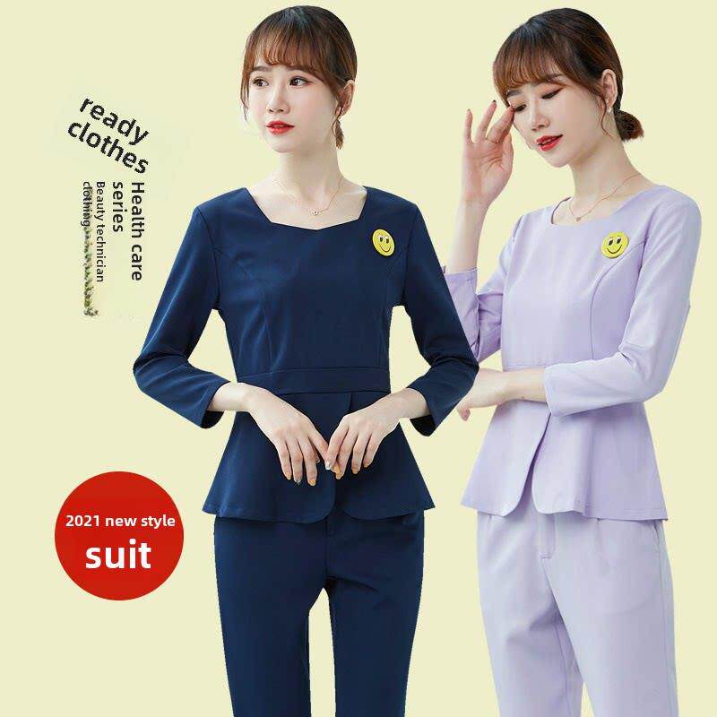 秋冬美容师工作服女性美容院健康中心典雅时尚足浴及修脚技师套装
