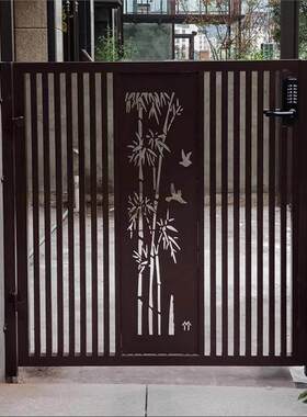 户外别墅院门农村花园栅栏新中式单双开防盗门铁门铁艺大门庭院门