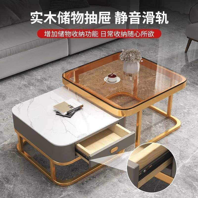 方形茶几客厅家用轻奢岩板小户型现代简约新款小桌子,住宅家具,茶几+电视柜,淘宝优惠券,粉丝福利购,淘宝优惠卷