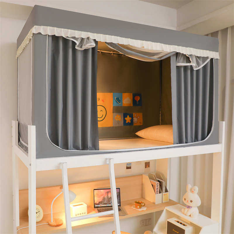 含一体式通用靠墙窗帘四季双人帘强蚊帐大学生宿舍单人学生遮光式