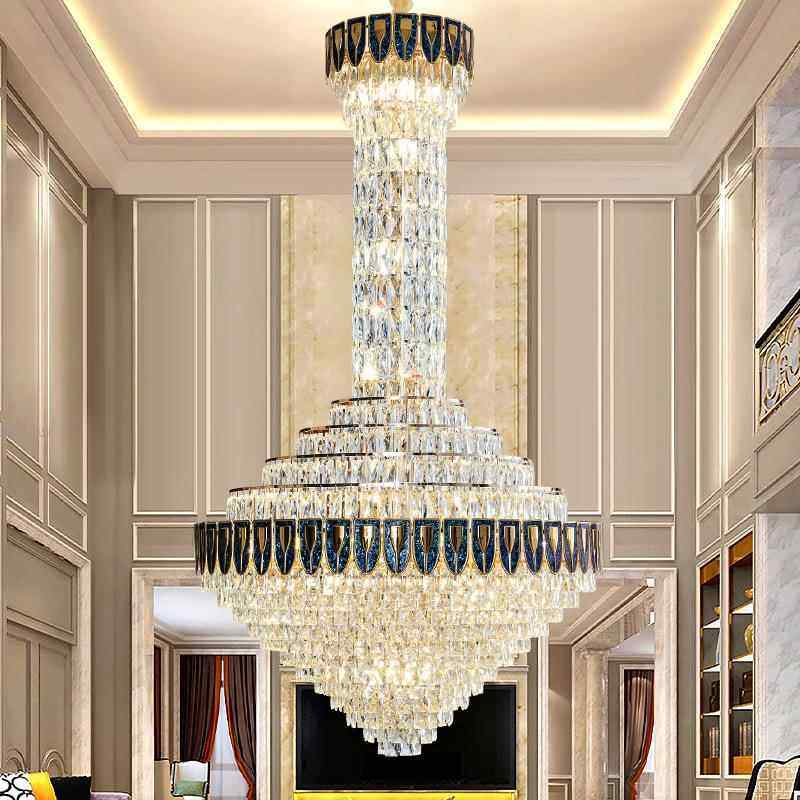 式楼大吊灯挑客厅吊灯别墅楼509梯灯轻奢复跃层挑高楼厅中楼空大