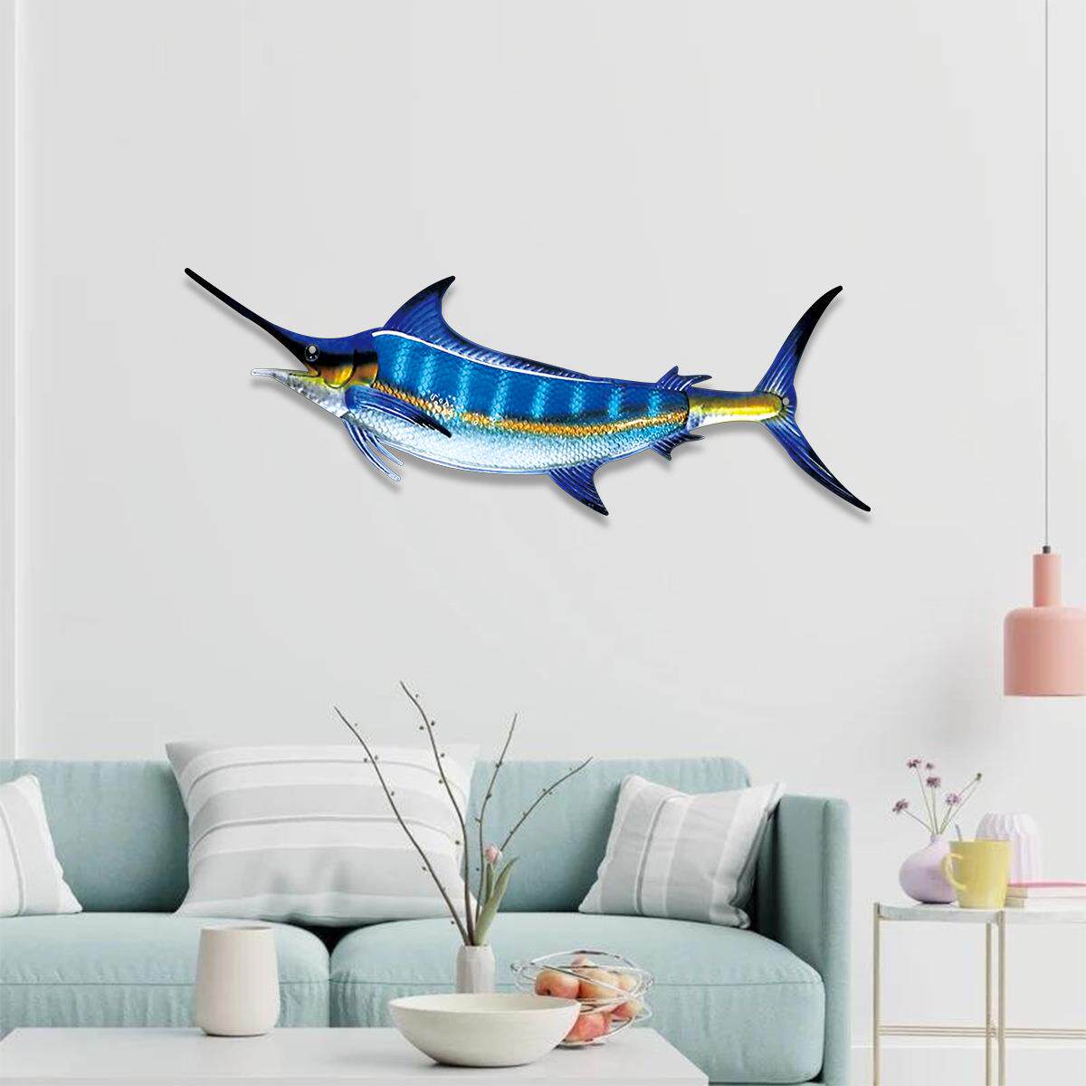 平面UV地中海风格金属铁艺鱼墙海滩酒店餐厅装饰壁饰家居墙壁挂件