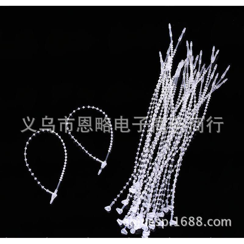 厂家直销 珠链型手穿针子母扣扎带饰品吊牌线塑料自锁式标牌绑带