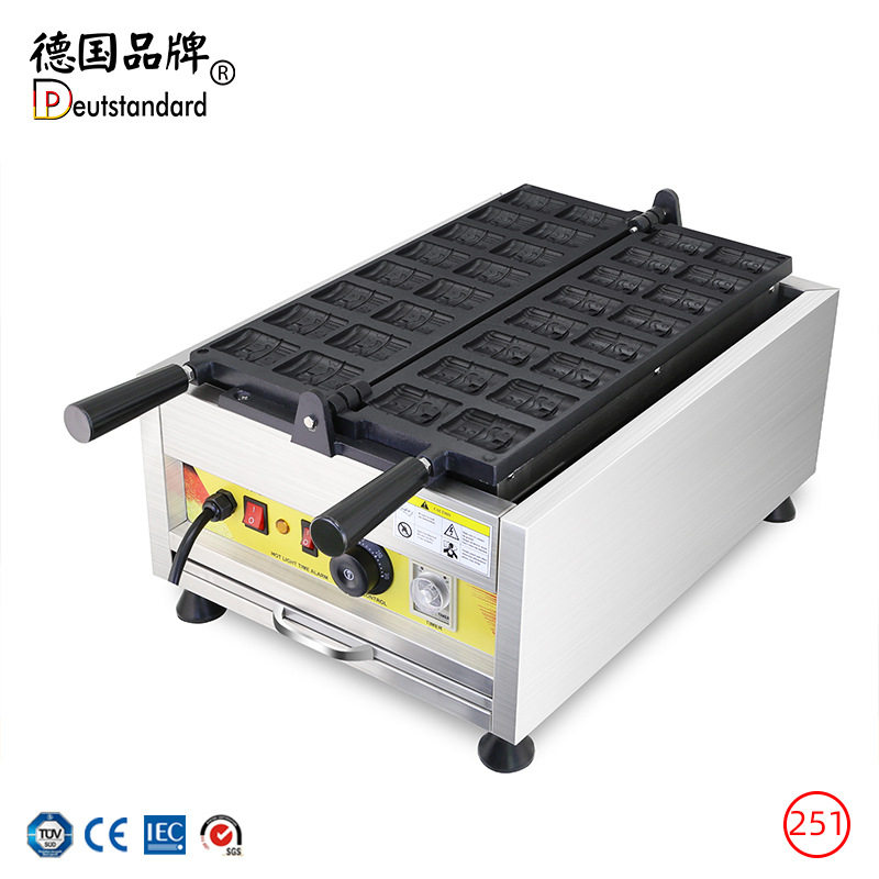 人脸石华夫饼商用电热卡通造型烤饼机双面加热奶茶小吃设备-251