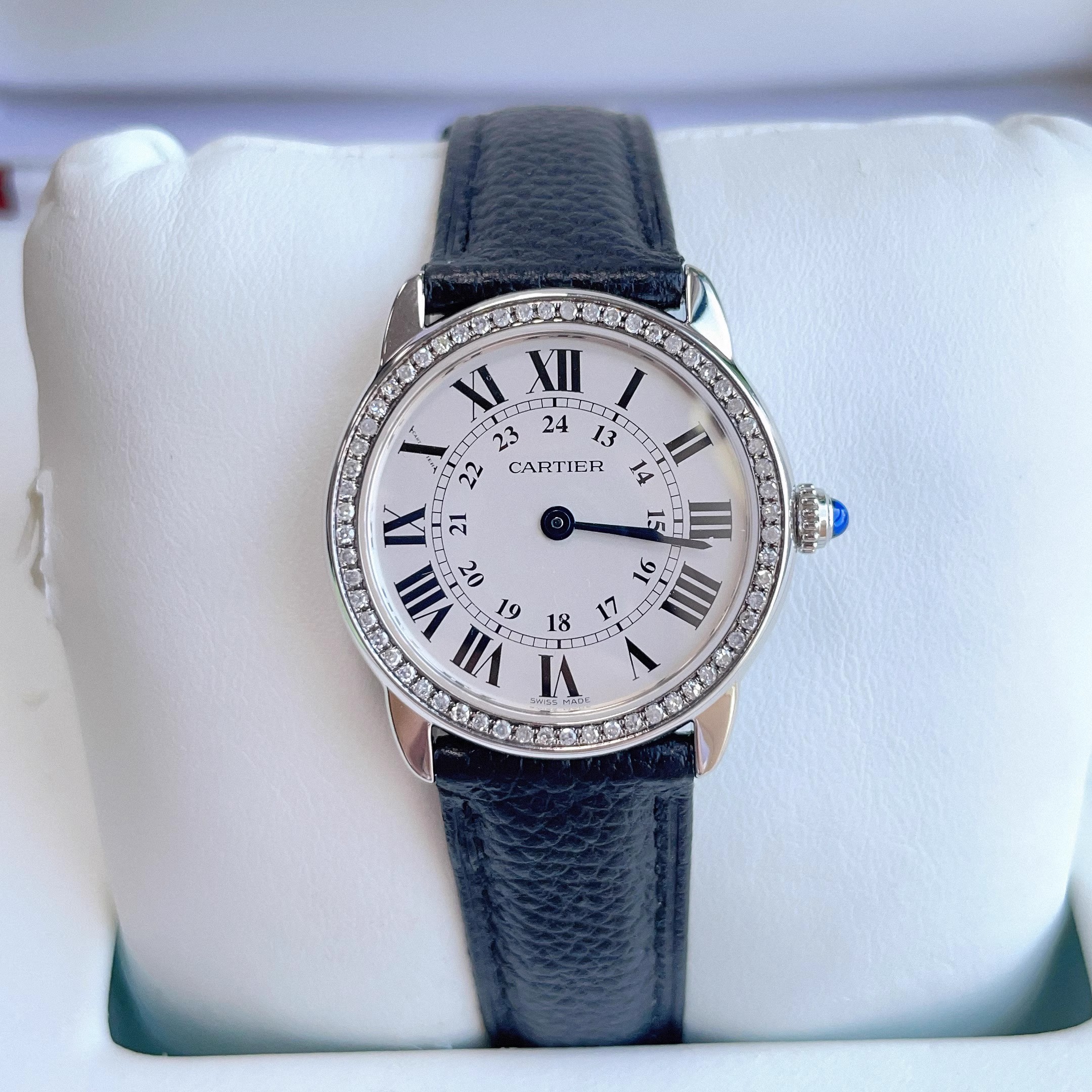 一口价98新卡地亚Cartier手表伦敦精钢后镶钻石英女士9MM腕表