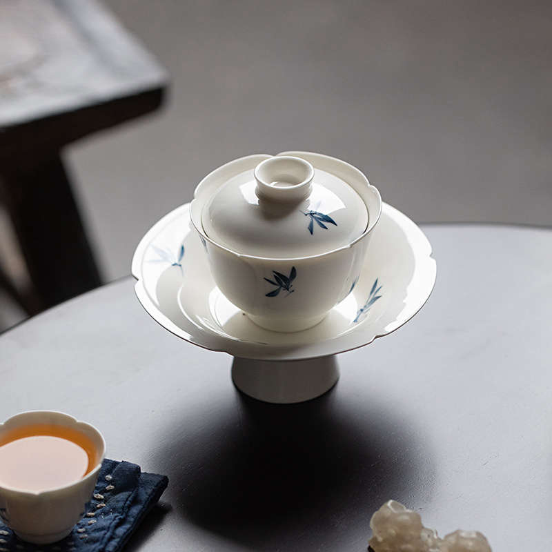 纯手绘蝴蝶兰花壶承茶点盘家用陶瓷点心零食水果托盘中式功夫茶具