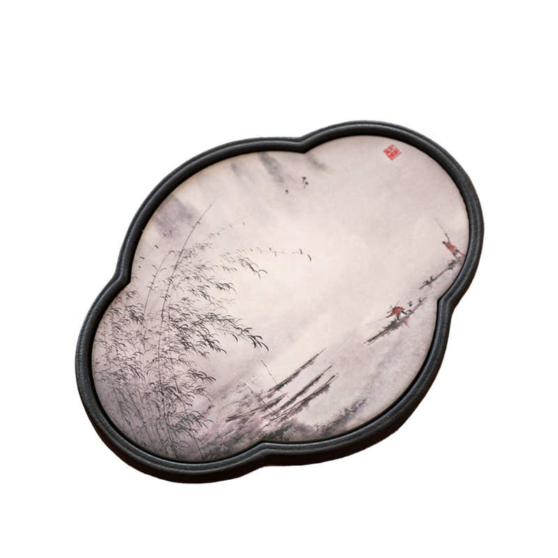 吸水茶盘陶瓷家用黑陶速干泡茶台小型新中式复古托盘壶承茶具配件