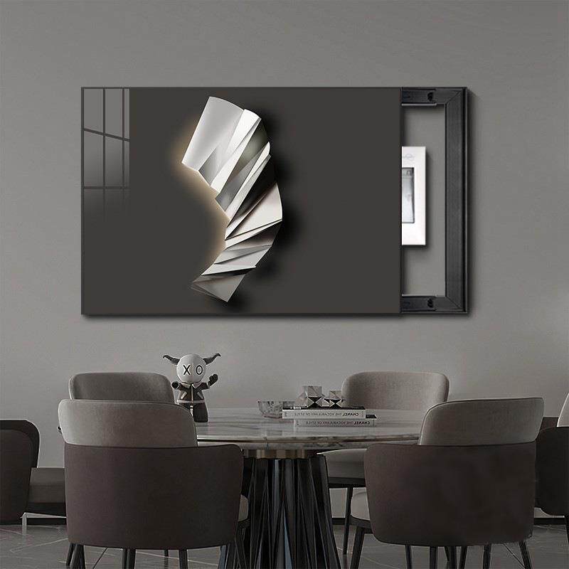 现代电表箱装饰画掀盖简约餐厅客厅高级感壁画电表箱遮挡盖板挂画
