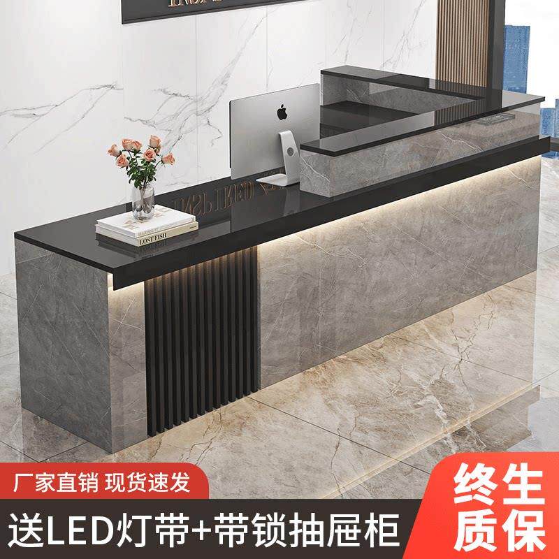 新中式转角吧台收银柜台前台接待台公司柜台服装店办公桌简约现代