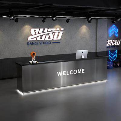 不锈钢台球厅吧台酒店网咖前台健身房接待台桌服装店理发店收银台