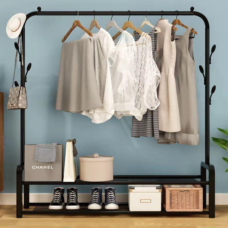 简易晾衣架落地折叠卧室单杆室内晾衣杆挂衣架阳台晒衣服架子家用