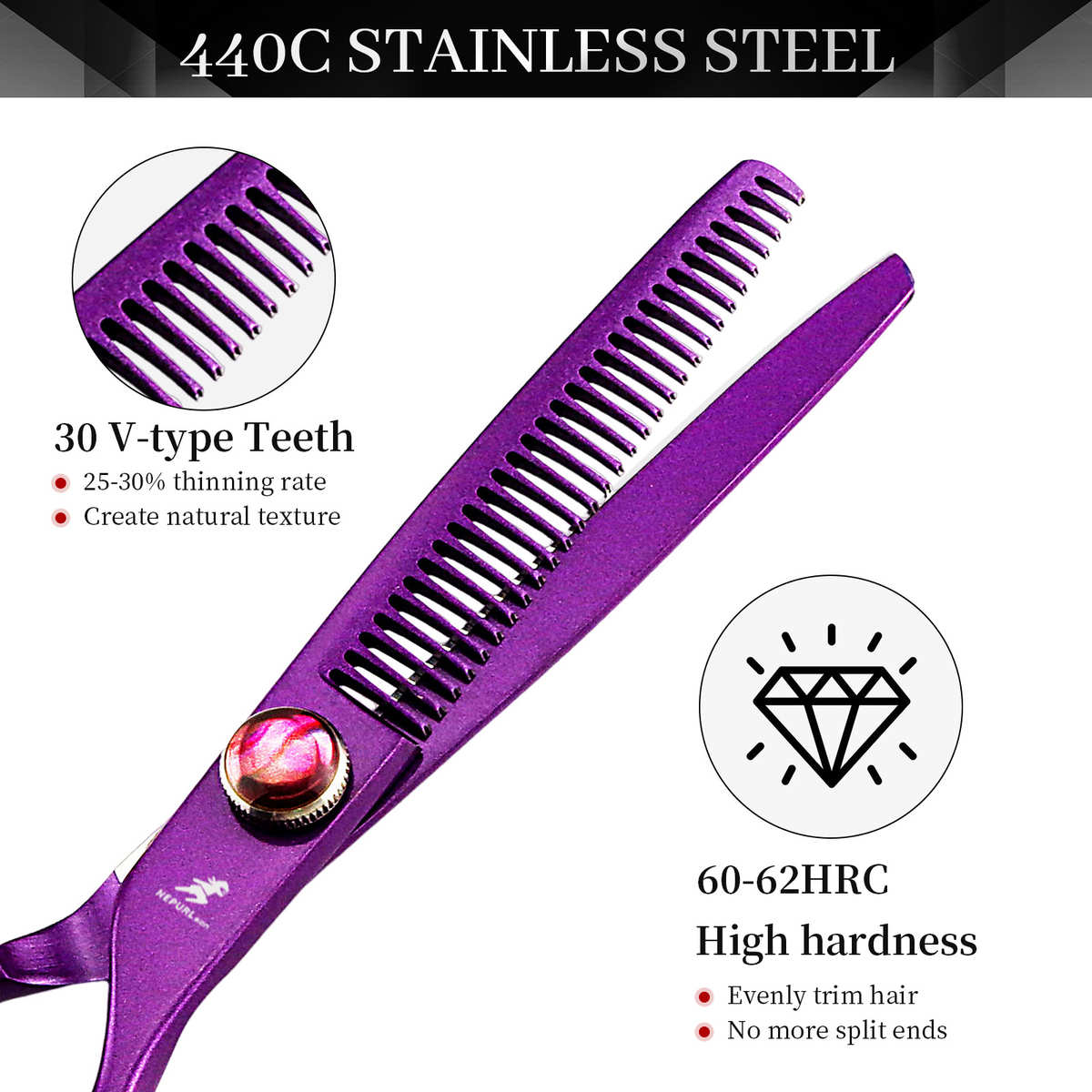 耐普森紫色烤漆 烤漆 6寸 飞剪 平剪  牙剪 360度 旋转手柄