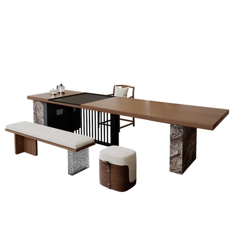 正品现代简约木茶灰木大桌几子新实型中式茶几办公室待茶接几椅子