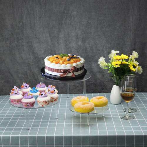 亚马逊3层亚克力蛋糕展示架 圆形甜品摆放架三件套 cake stand