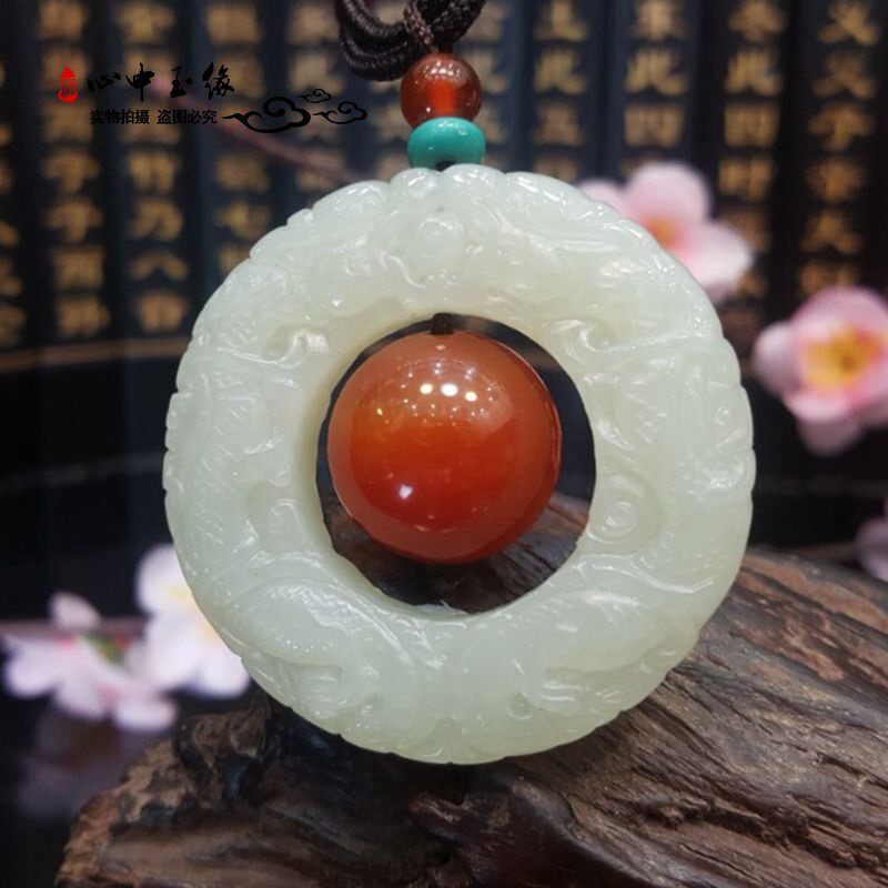 2026天然和田玉双貔貅平安扣吊坠大富大贵 皮丘玉石挂坠