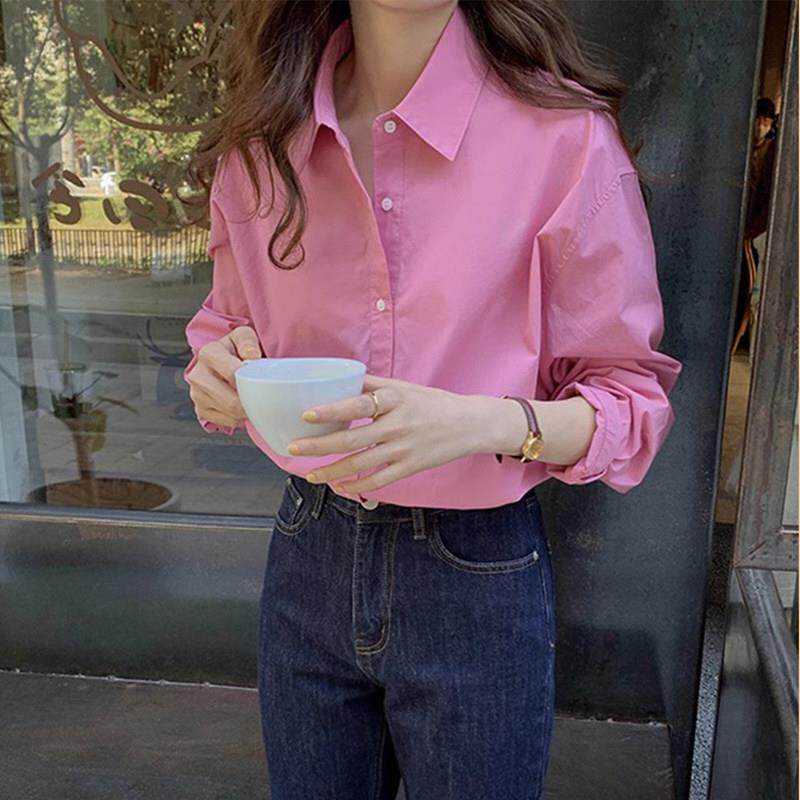 欧洲站粉色衬衫女高级感轻奢减龄洋气2025春秋夏内搭职业防晒上衣
