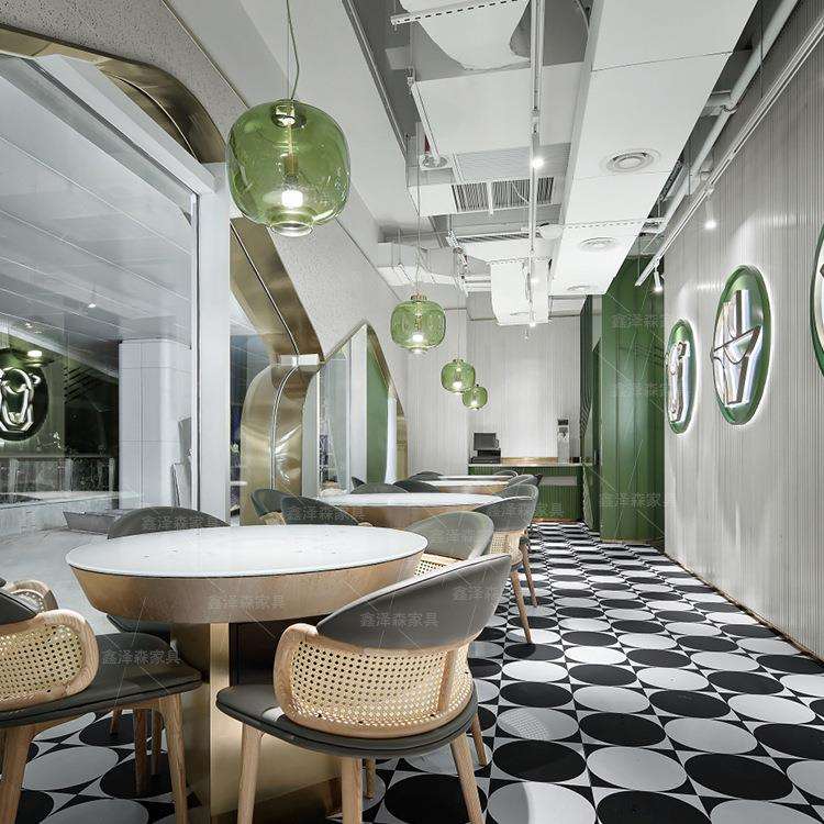 茶餐厅卡座沙发商用面馆日料火锅店商用咖啡厅实木港式桌椅