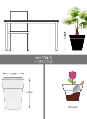盆室内简阳约塑料落地花家用台大号高脚白MH20016色自动吸懒人花