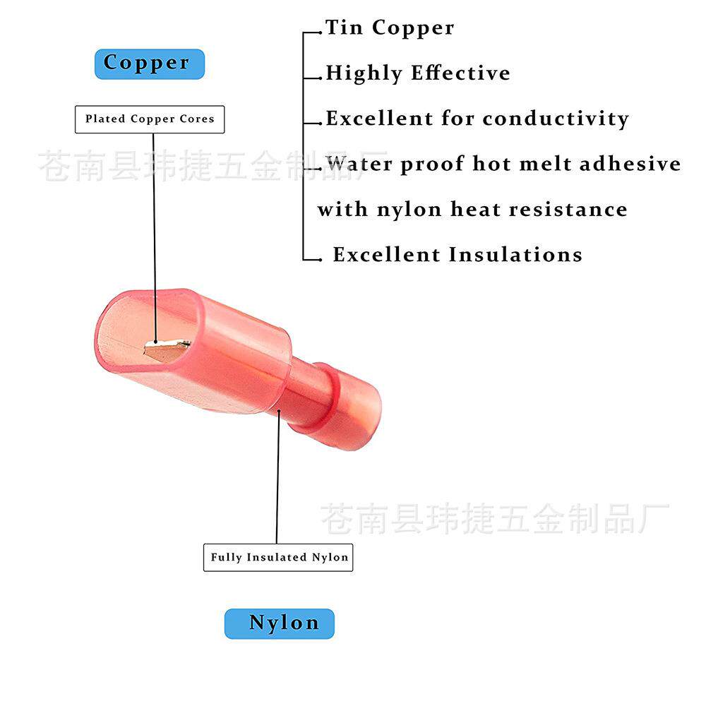 跨境货源220PCS插簧尼龙全绝缘端头公母对接插簧插片冷压接线端子