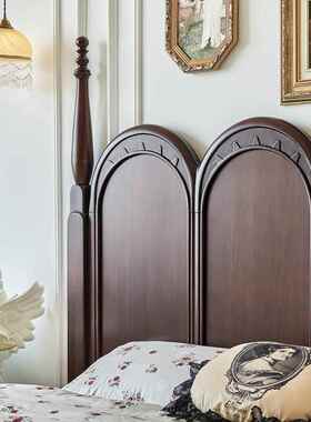 全木法式复古床美式H36#自女神中古床胶木由一米八双人床主橡卧家