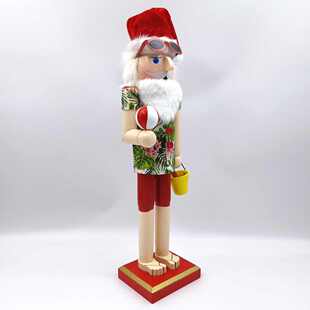 夏季圣诞老人15英寸立体传统木制胡桃夹子桌面节日圣诞装饰品摆件