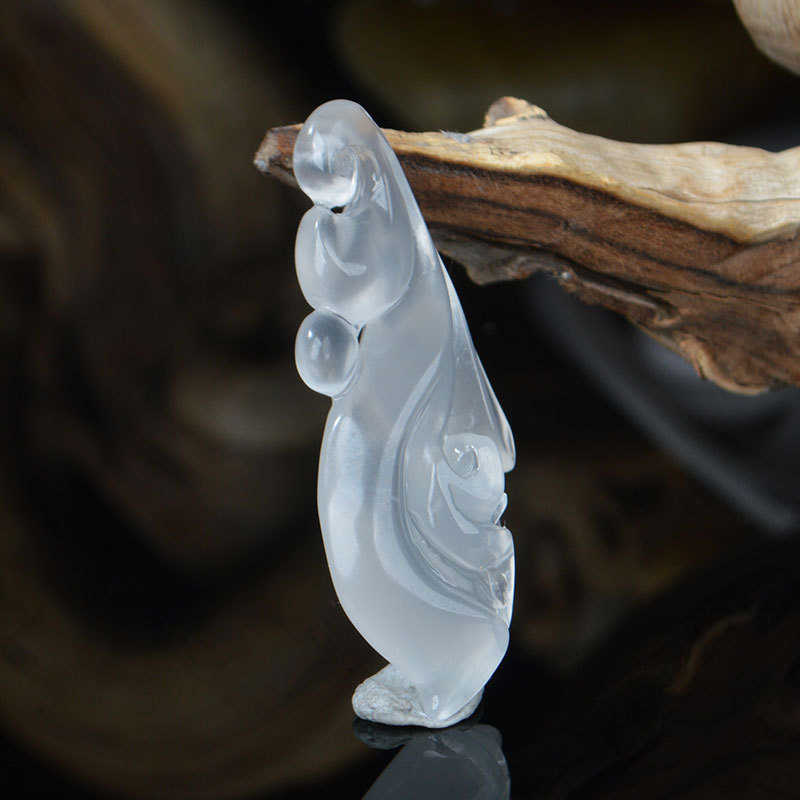 天然金丝玉吊坠手工雕玉石雕刻宝石光玉兰花挂件金丝玉挂件
