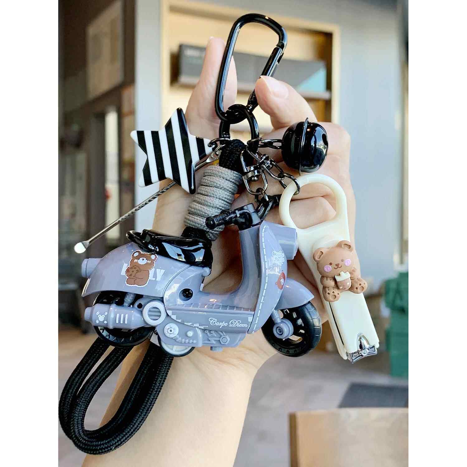 创意DIY摩托车机车模型钥匙扣包包挂件电动车钥匙炼书包挂饰礼物