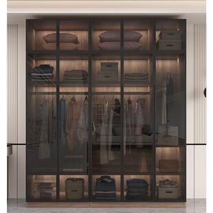 玻璃衣对开门玻柜新款 轻 用卧室实木60c家m深小户衣型儿童帽免安装