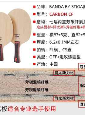 高档乒斯n蒂卡Bada颁达班达CABON RSF方博乓球底板球拍