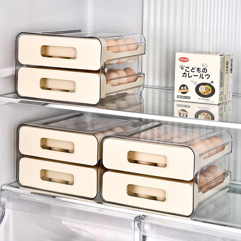 冰柜内部置物架鸡蛋盒冰箱保鲜塑料食品级收纳盒抽屉式收纳鸡蛋托