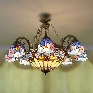 蒂凡尼创吊玻灯璃工程客厅别墅顶灯YLM015复式 非吸标地中海意灯具