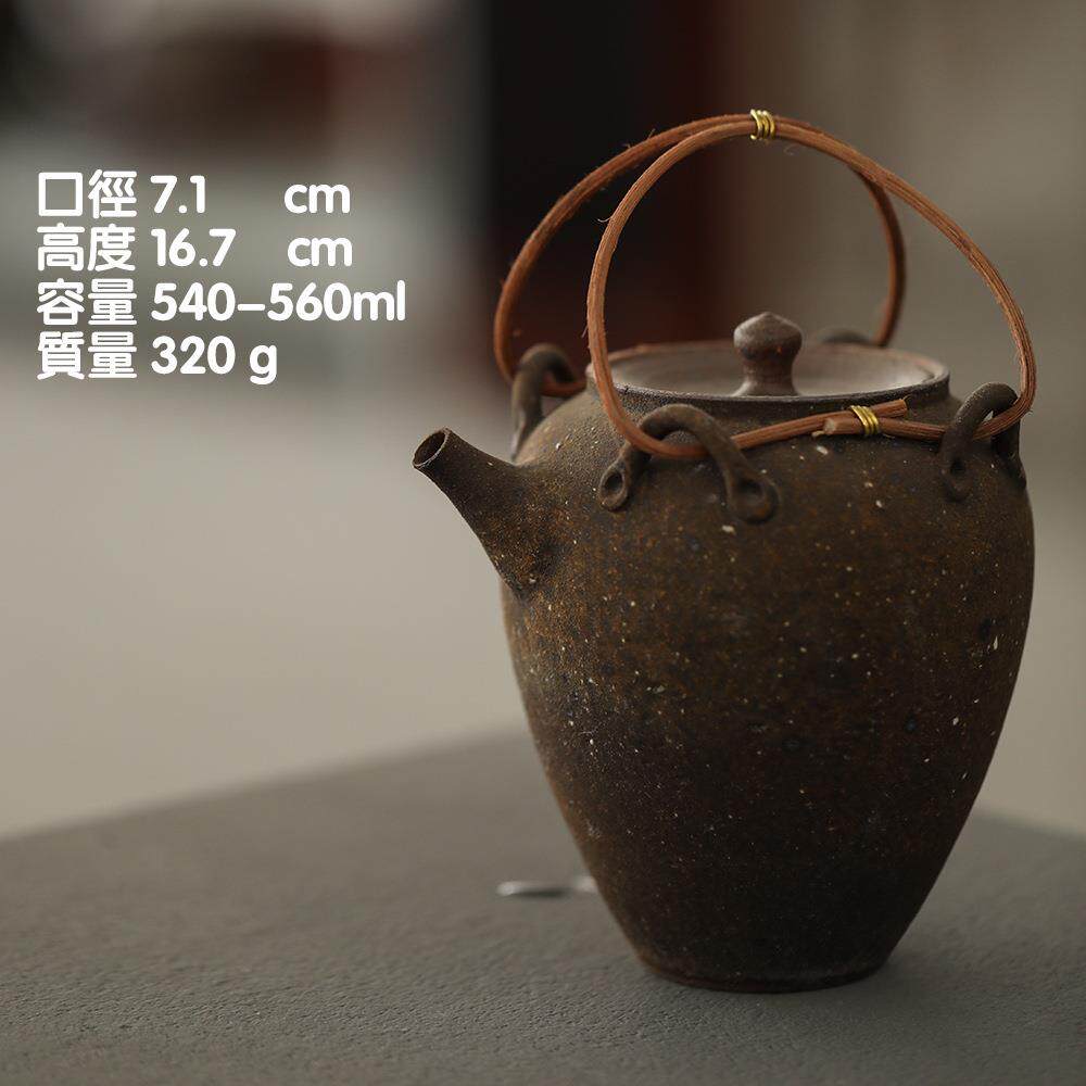 耐热老岩泥煮茶壶粗陶提梁壶砂铫玉书煨酒精茶炉烧水壶柴烧色壶