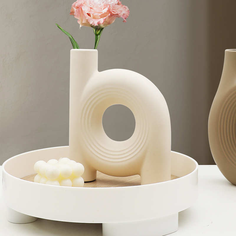 创意陶瓷工艺品陶瓷花瓶圈圈花瓶ins摆件客厅爆款花瓶陶瓷