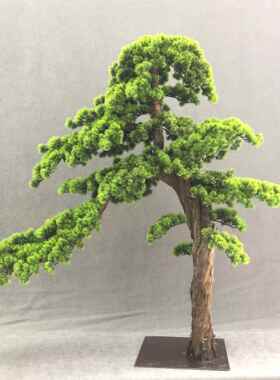 大型仿树迎客松罗汉松店橱250629窗装酒饰松真树新式室内造中景装