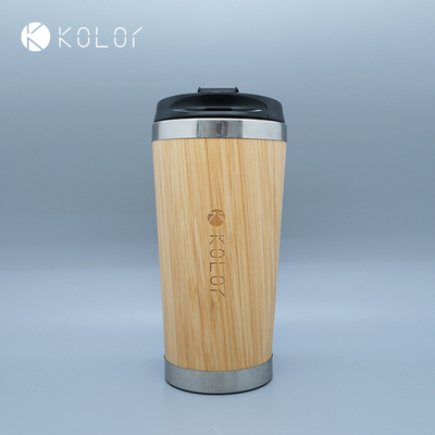 Kolor卡勒单车KFB-002复古竹制水壶杯咖啡杯骑行杯不锈钢便携水杯