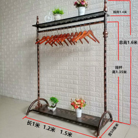 服装店衣架展示架卧室落地式挂衣架服装货架单杠中岛架带板