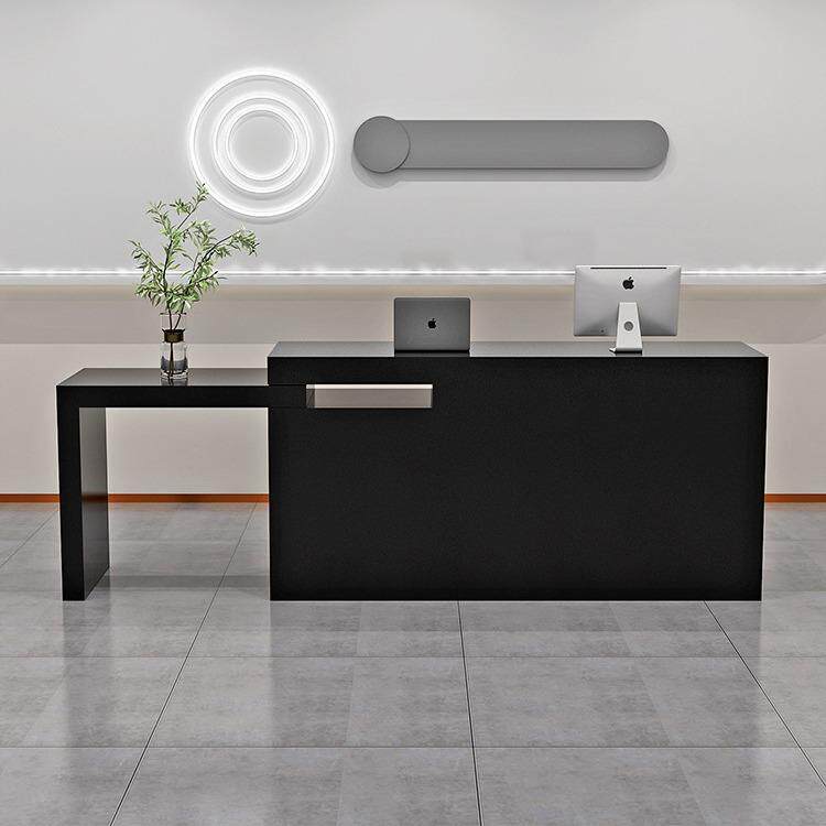 极简伸缩服装店收银台店铺小型吧台转角前台接待台中古风黑色柜台