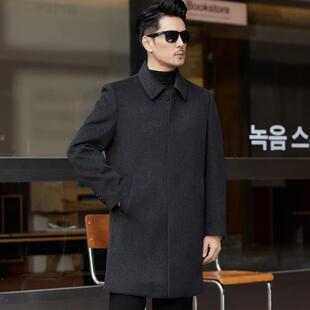 双面绒大衣男中款男士羊毛呢羊外长6619-KJ高级感冬季加厚套羽绒