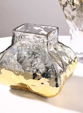 异形几何渐变玻璃花瓶客厅卧室桌面摆放插彩色花瓶花器家居装饰品