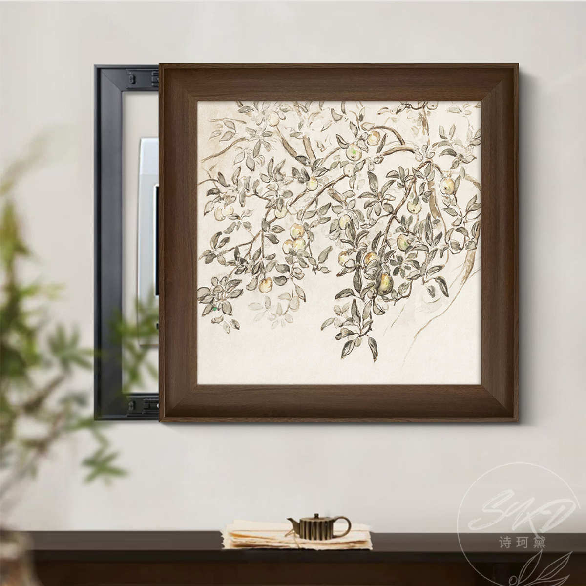 法式方形挂画盒电源配电箱复古中装饰画玄关推拉餐厅箱可古风电表图片