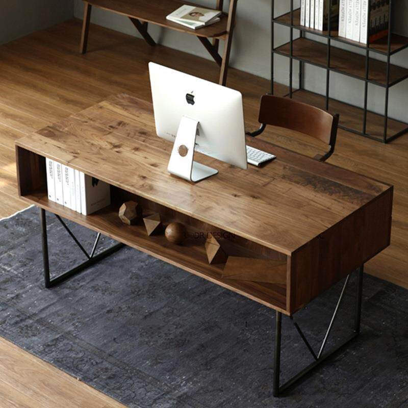 简实木单人办公桌椅组合 家xjyjgyp-用卧室书房桌电脑公司约职员