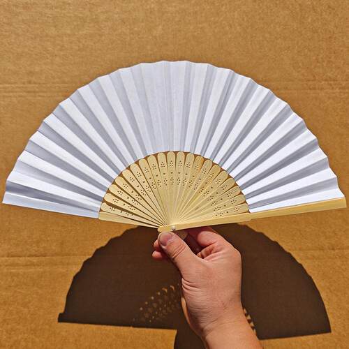 有现货 白纸扇21CM折扇DIY空白扇子 儿童绘画手绘书法工艺扇面